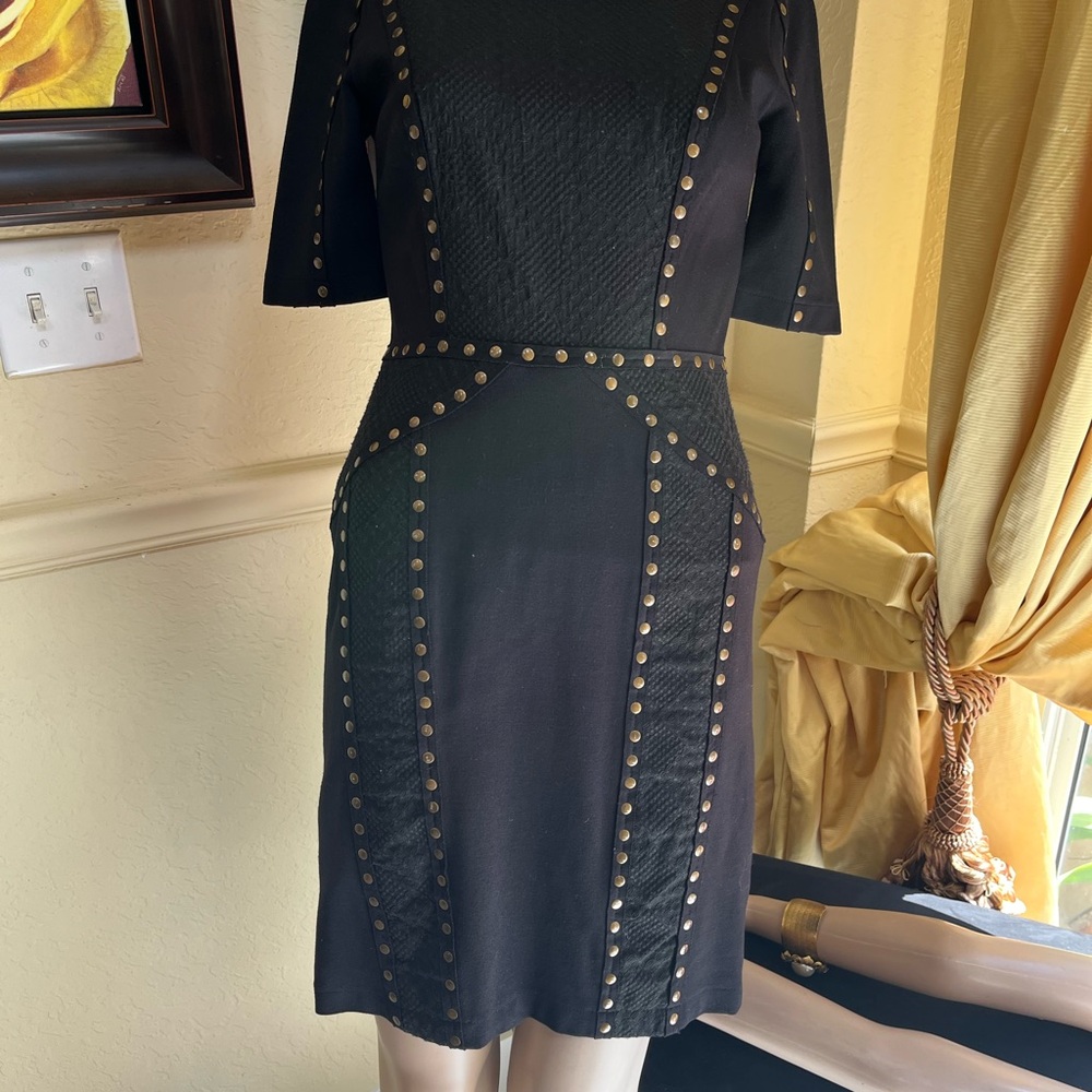 BCBGMaxAzria Black Dress with Gold Studs